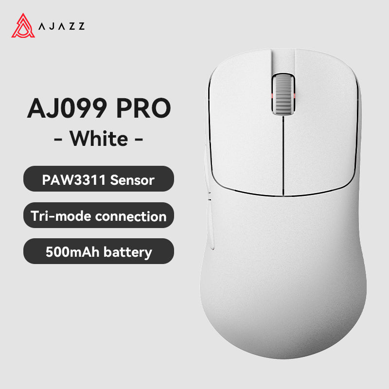Ajazz AJ099 PRO Gaming Mouse, 500mAh battery, Bluetooth/ wireless/ wired, PAW3311 sensor.
