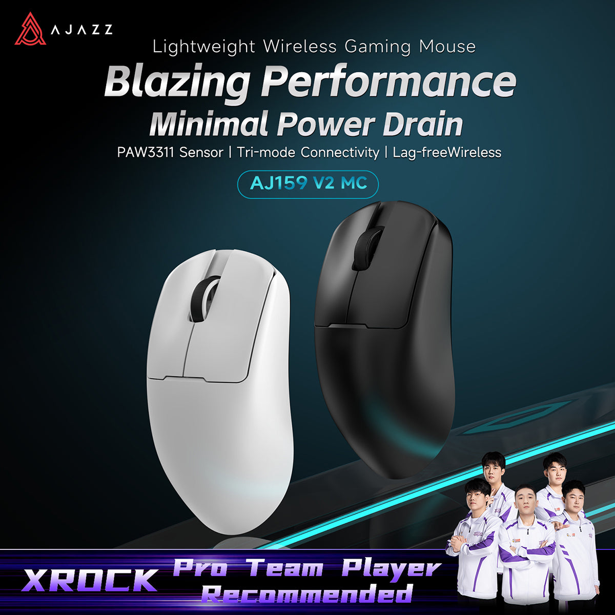 Ajazz AJ159 V2 MC Gaming Wireless Mouse with Professional Competitive Driver and Three Modes