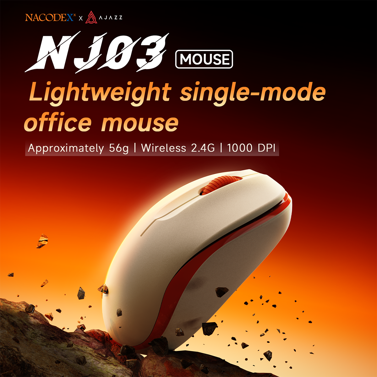 AJAZZ NJ03 Lightweight Single-Mode Office Mouse Wireless 2.4G 1000 DPI  Approximately 56g
