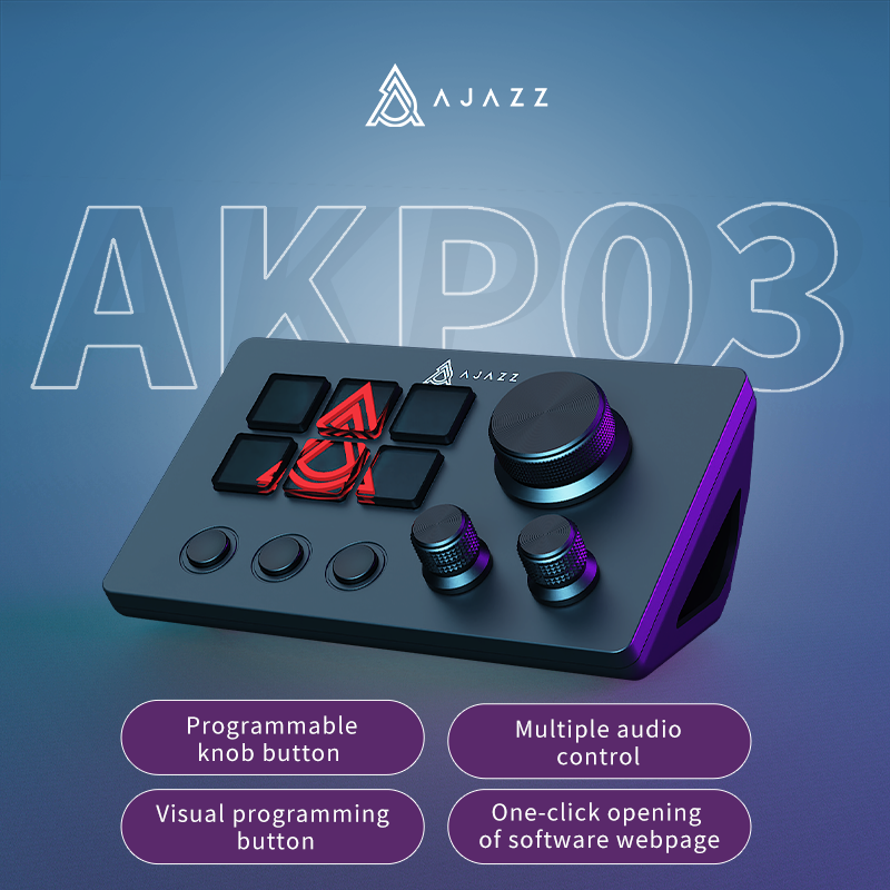 AJAZZ AKP03E Desk Controller Programmable knob button/multiple audio contro/one-click opening of software webpage