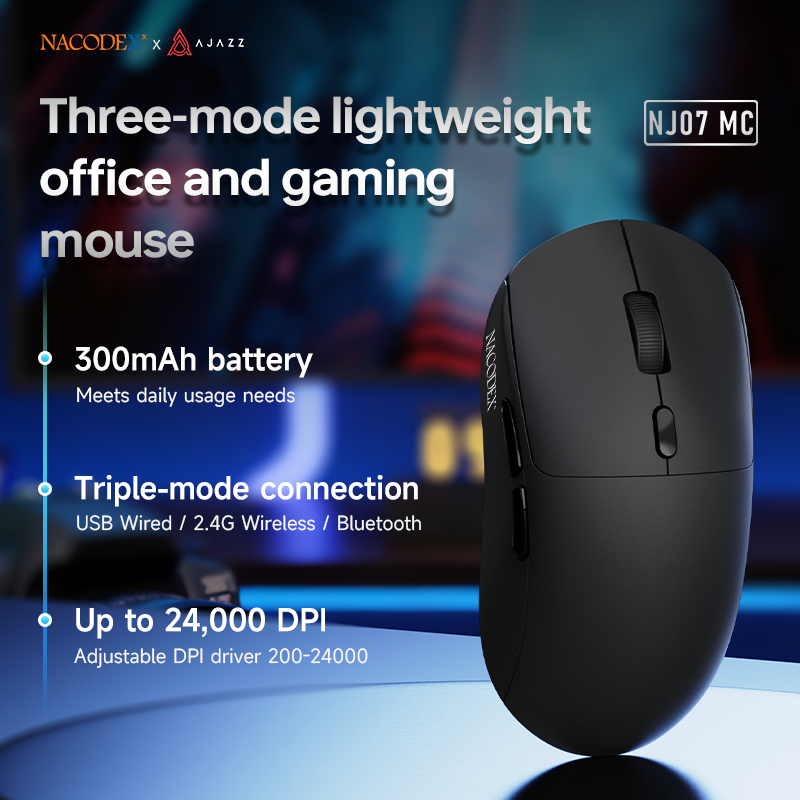 AJAZZ NJ07 MC Lightweight Wireless Mouse for Gaming and Office Use 300mAh Battery, Lightweight 67g Design, PAW3311 Sensor