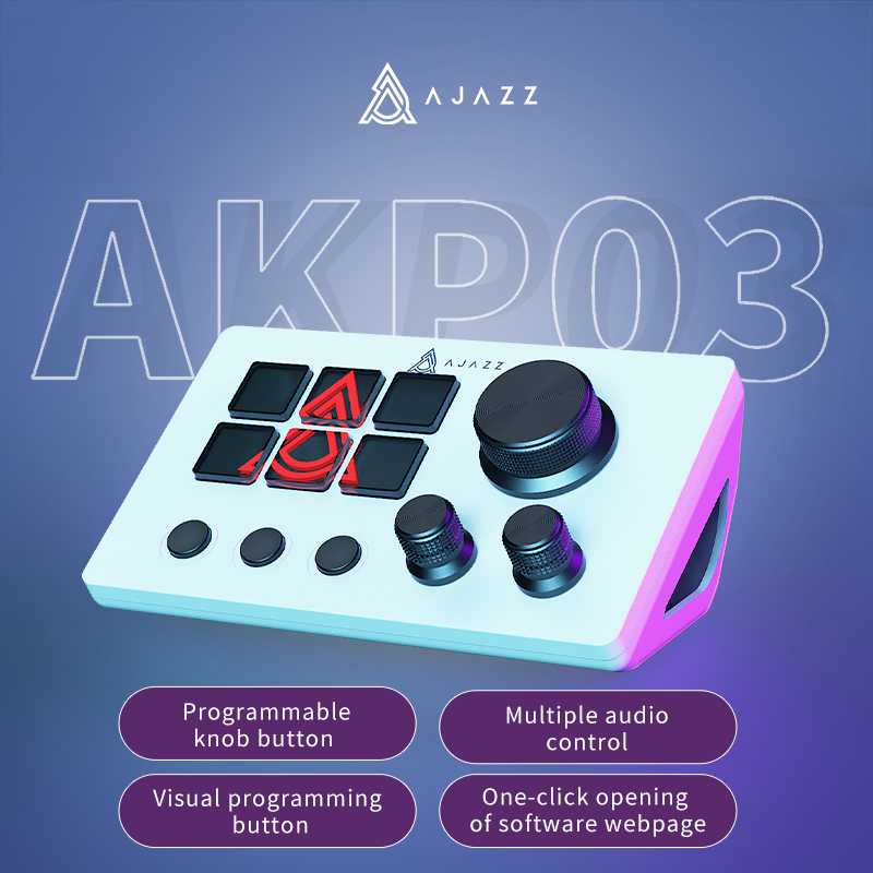 AJAZZ AKP03E Desk Controller Programmable knob button/multiple audio contro/one-click opening of software webpage