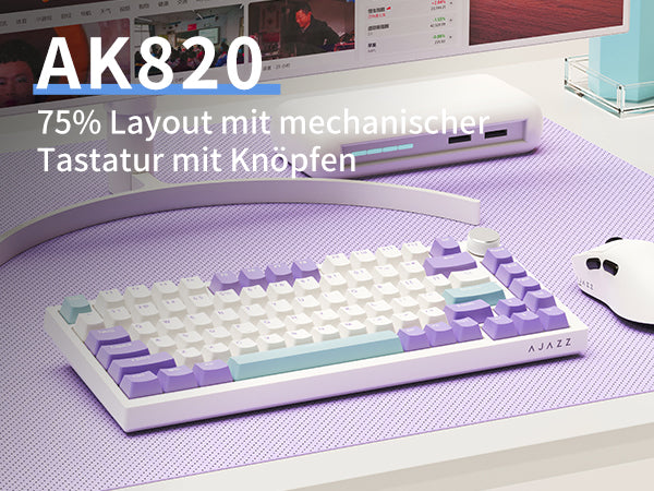 AJAZZ AK820 Mechanical Keyboard German Layout: QWERTZ Hot-swappable volume rotary button