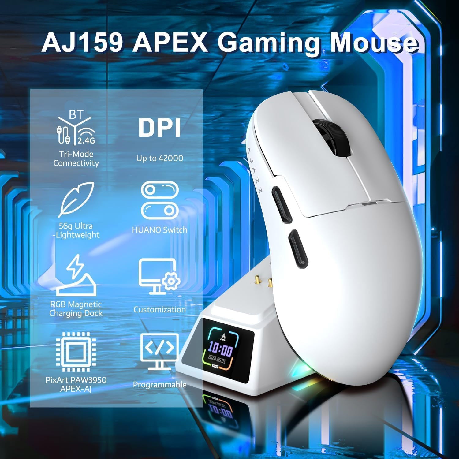 AJAZZ AJ159 APEX Mouse-High-Precision Gaming Mouse with Advanced Sensors
