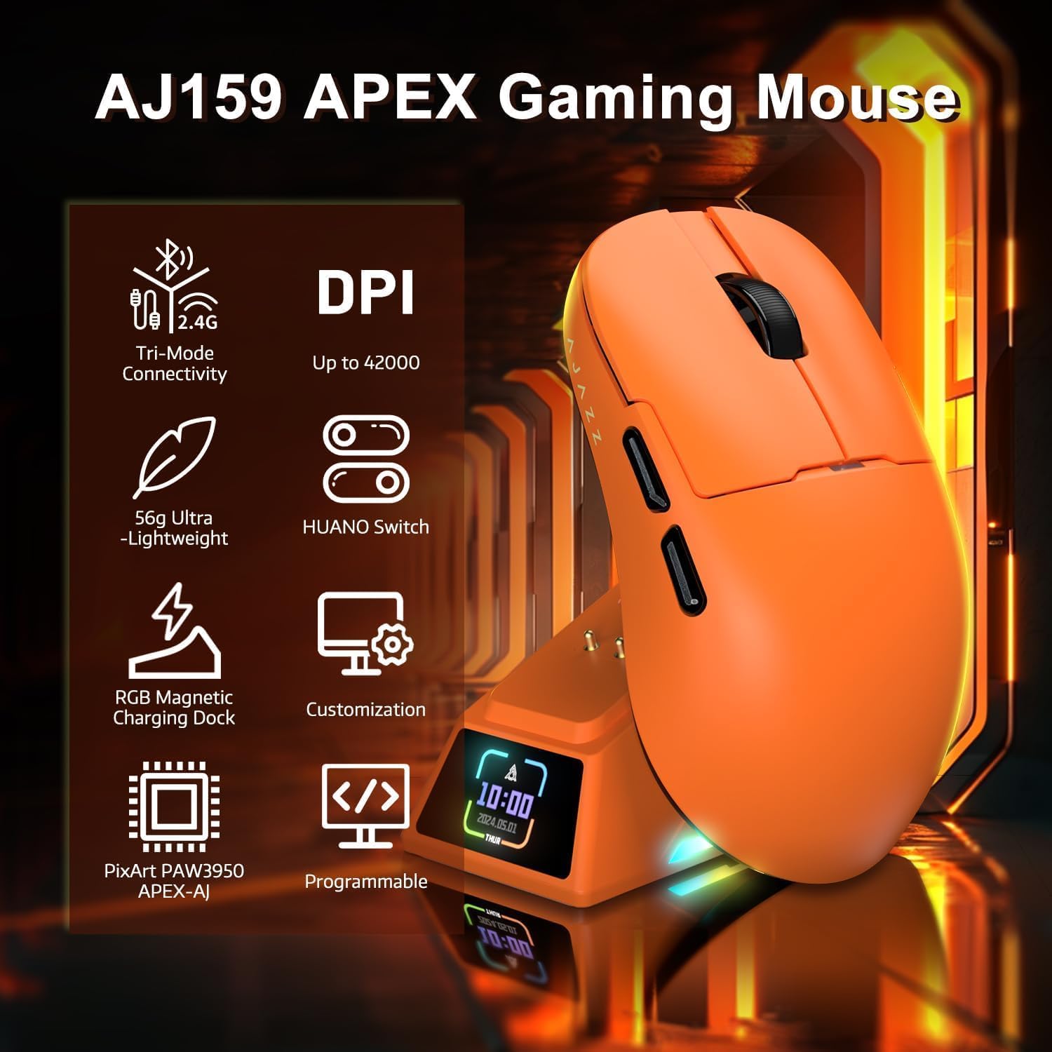 AJAZZ AJ159 APEX Mouse-High-Precision Gaming Mouse with Advanced Sensors