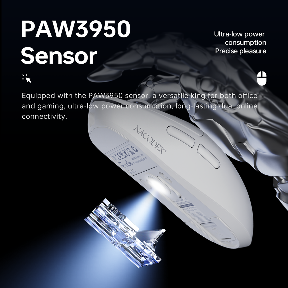 AJAZZ NJ07 Ultra Lightweight tri-mode mouse Versatile for bothgaming and work 300mAh + lightweight 65g + PAW3950 sensor