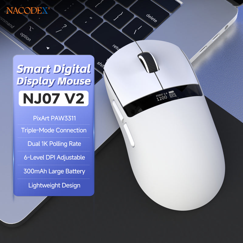 AJAZZ NJ07 V2 2.4G/Bluetooth/Wired Gaming Mouse PAW3311 Sensor 1K Polling Rate 300mAh Battery 6-Level Adjustable DPI