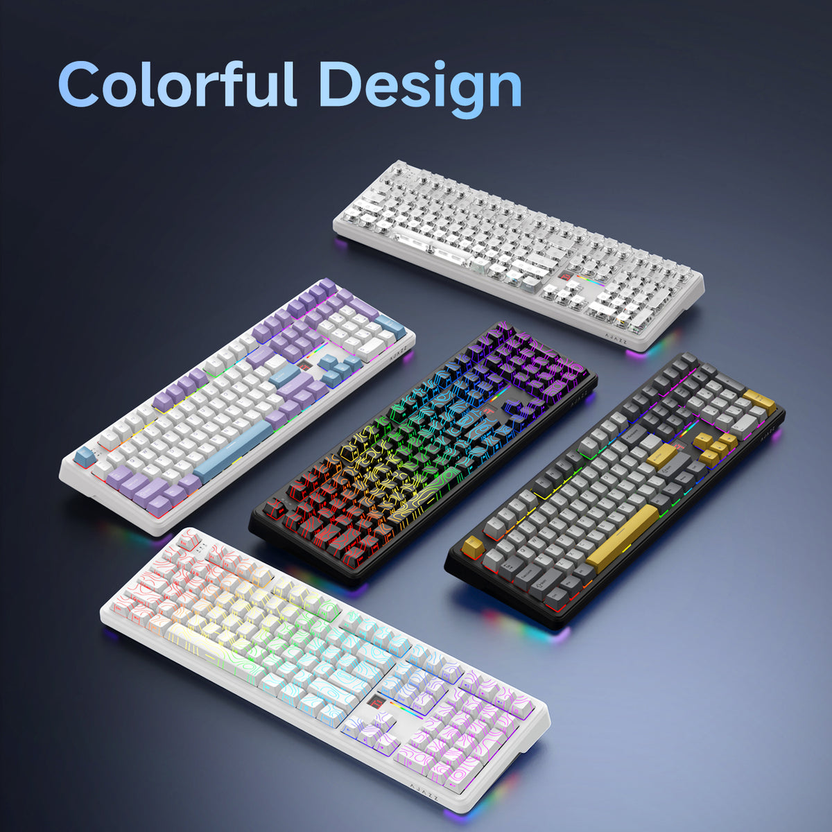 AJAZZ AK108 Wireless Mechanical Keyboard, Tri‑Mode Gaming Keyboard, 100% Full‑Size Layout, for Office & Gaming, Built‑in 1000mAh Large‑Capacity Battery, Dot‑Matrix Display, Full‑Key Hot‑Swap, RGB Backlit Effects