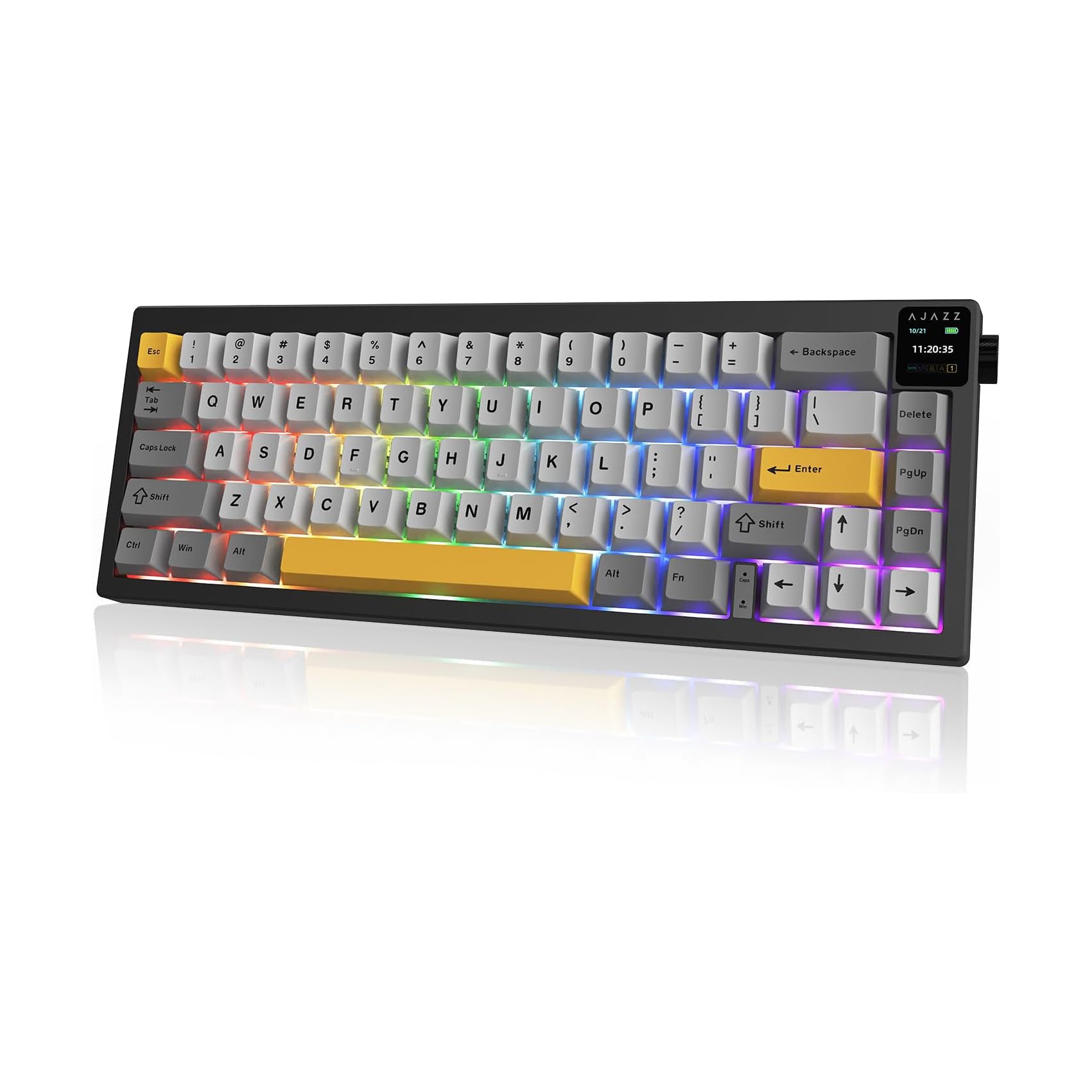 AJAZZ AK650 Mechanical Keyboard TFT Color Display 5000mAh Battery Metal Knob Custom GIFsHot-Swap Wired/Bluetooth/2.4Ghz Wireless 65% Layout