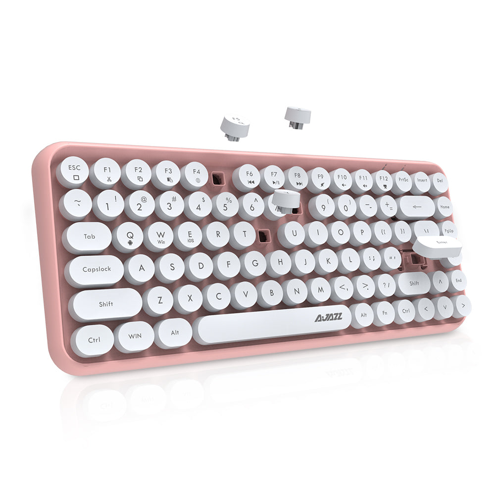 Ajazz 308I 84-key membrane keyboard with round keycaps and Bluetooth connectivity