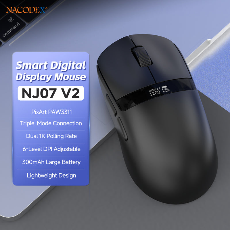 AJAZZ NJ07 V2 2.4G/Bluetooth/Wired Gaming Mouse PAW3311 Sensor 1K Polling Rate 300mAh Battery 6-Level Adjustable DPI