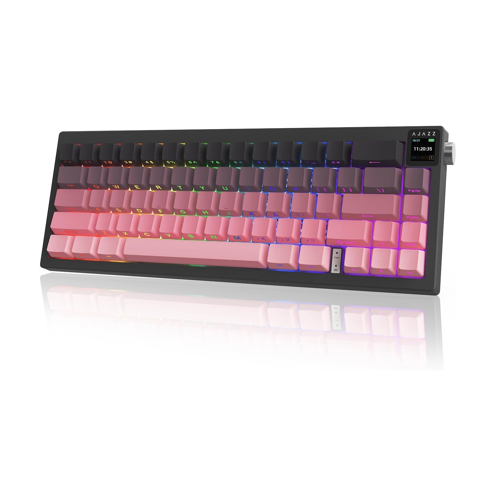 AJAZZ AK650 Mechanical Keyboard 5000mAh Battery Hot-Swap Wired/Bluetooth/2.4Ghz Wireless TFT Color Display Metal Knob Custom GIFs 65% Layout