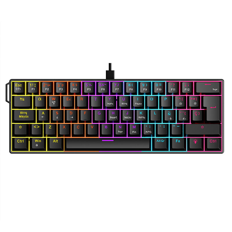 Spanish version Ajazz NK61 Wired Mechanical Gaming Keyboard Hot-swappable with socket Custom band