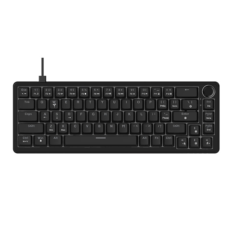 AJAZZ AK690 68-key mechanical keyboard with ergonomic design hot-swappable keys plug and play multi-color backlight multi-function knob.