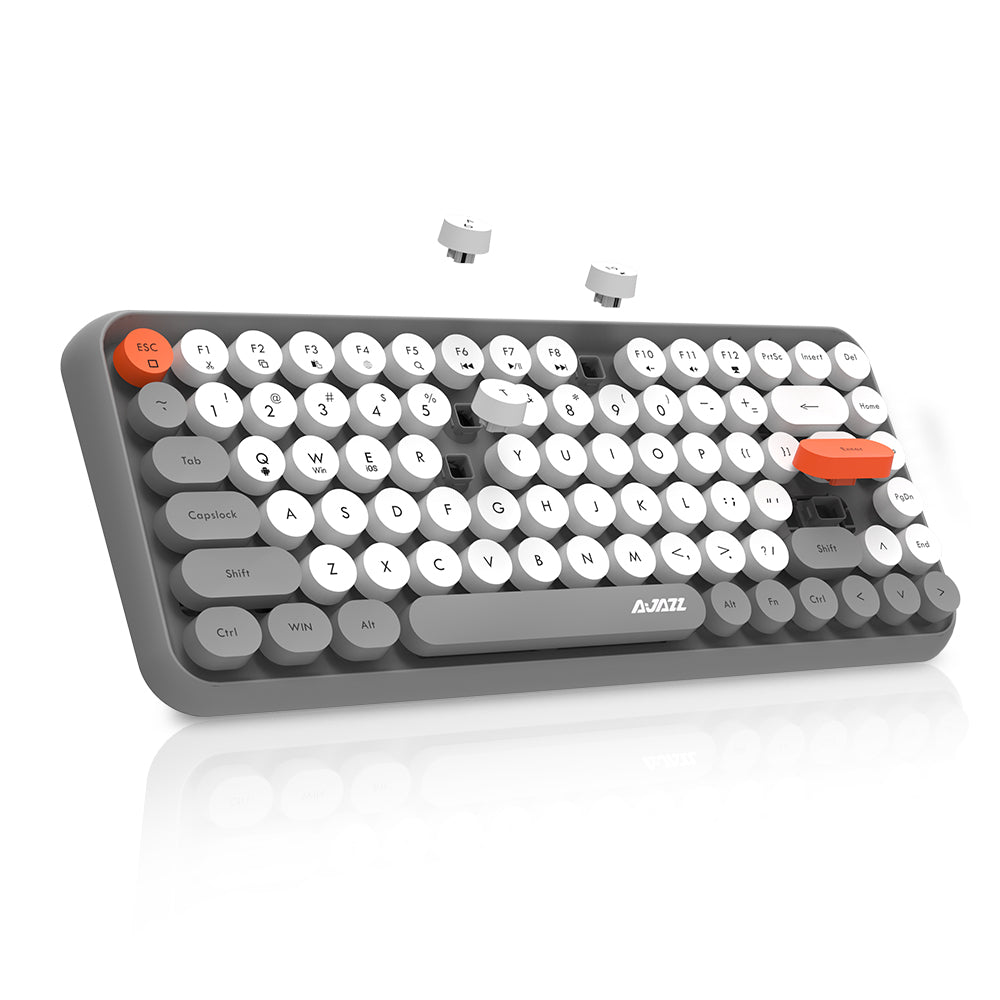 Ajazz 308I 84-key membrane keyboard with round keycaps and Bluetooth connectivity