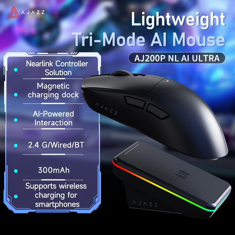 【新品】AJAZZ AJ200PNLULTRA ワイヤレスゲーミングマウス AJAZZ AJ200P NL AIULTRA Lightweight AI-Powered Wireless Mouse for