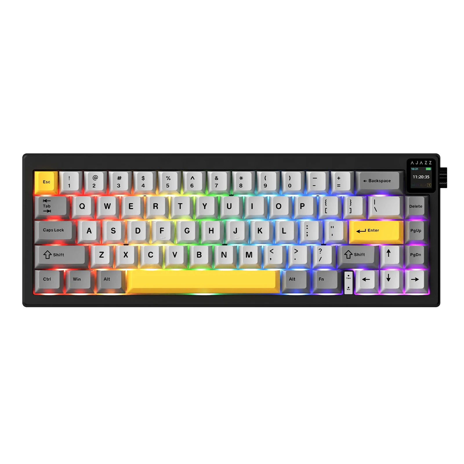 AJAZZ AK650 Mechanical Keyboard TFT Color Display 5000mAh Battery Metal Knob Custom GIFsHot-Swap Wired/Bluetooth/2.4Ghz Wireless 65% Layout