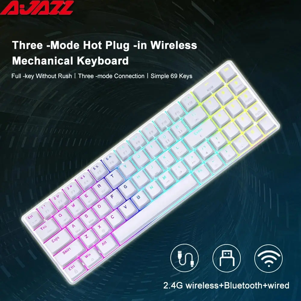 AJAZZ AK692 Mechanical Keyboard Wireless Hot Swap Threemode 2.4G USB