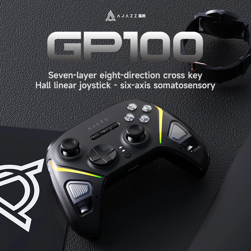 AJAZZ GP100 Wired/wireless Bluetooth Silent Conductive Silicone Button Gaming Mouse 1000mAh Suitable for PC, Switch, Android IOS
