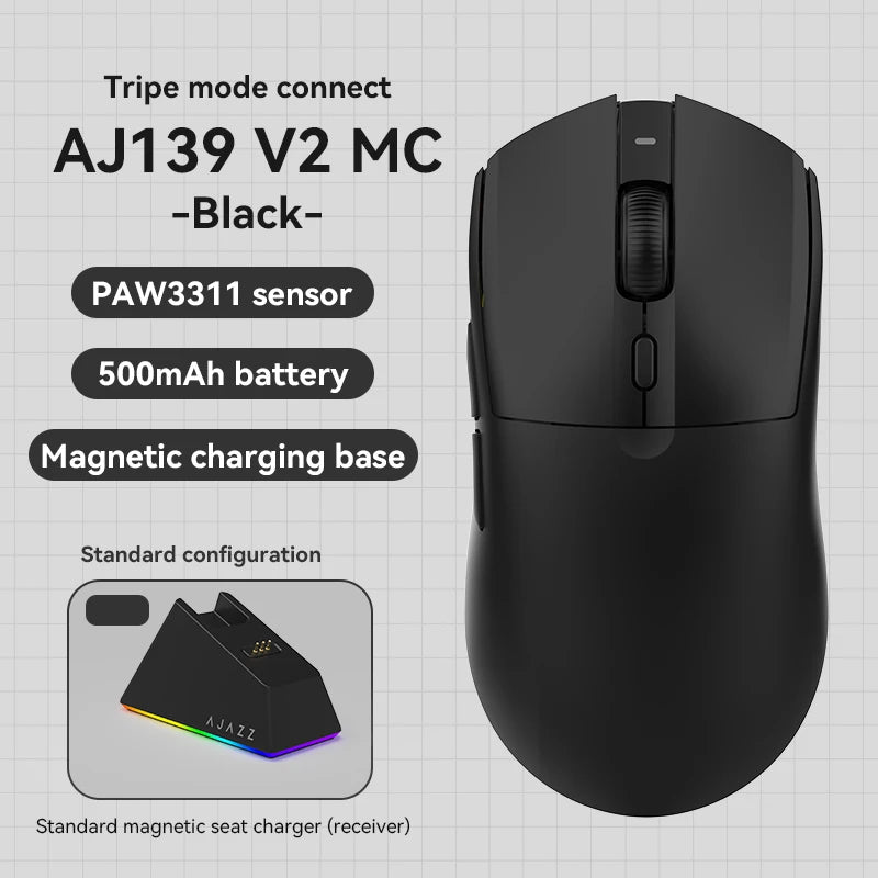 AJAZZ AJ139 V2 Series Mouse PAW3311/PAW3395 500mAhsensor DPI Adjustable to 12000 Tripe Mode-Dual Mode