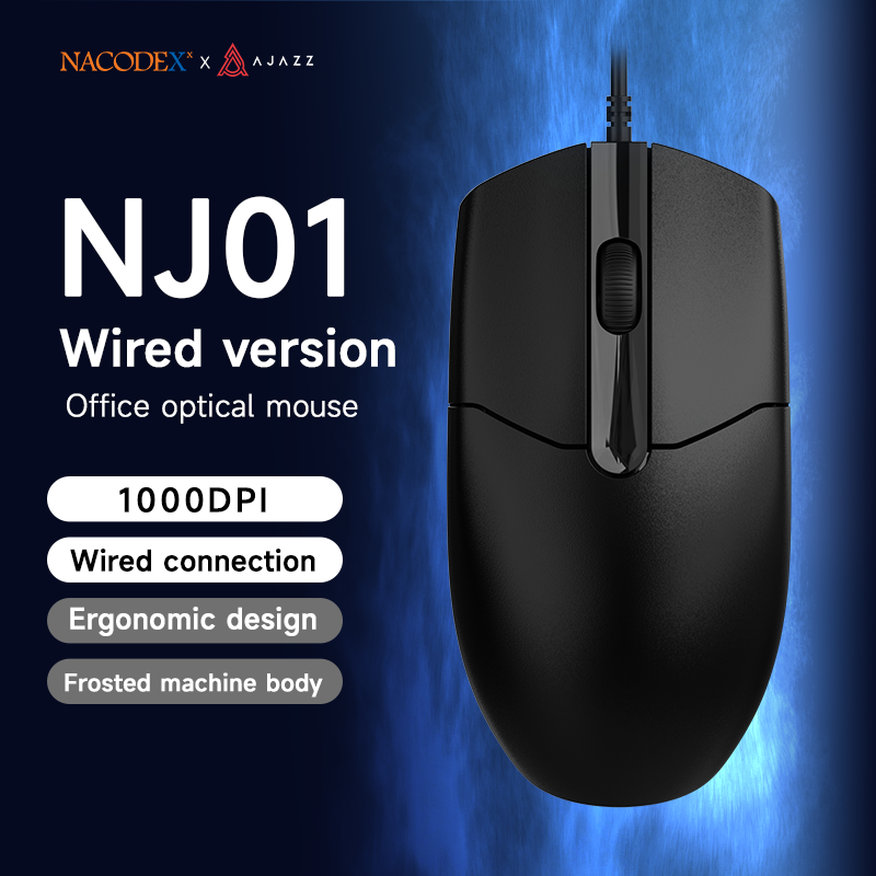 AJAZZ NJ01 Series Mouse Wired Office Optical Mouse with Quiet Keys 1000 DPI Approximately 78g Lightweight