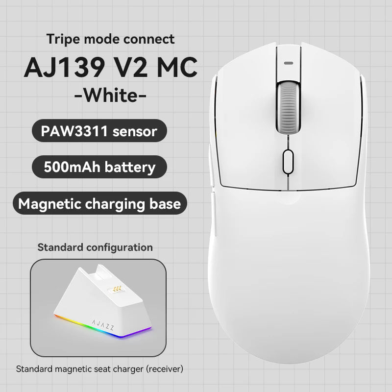 AJAZZ AJ139 V2 Series Mouse PAW3311/PAW3395 500mAhsensor DPI Adjustable to 12000 Tripe Mode-Dual Mode
