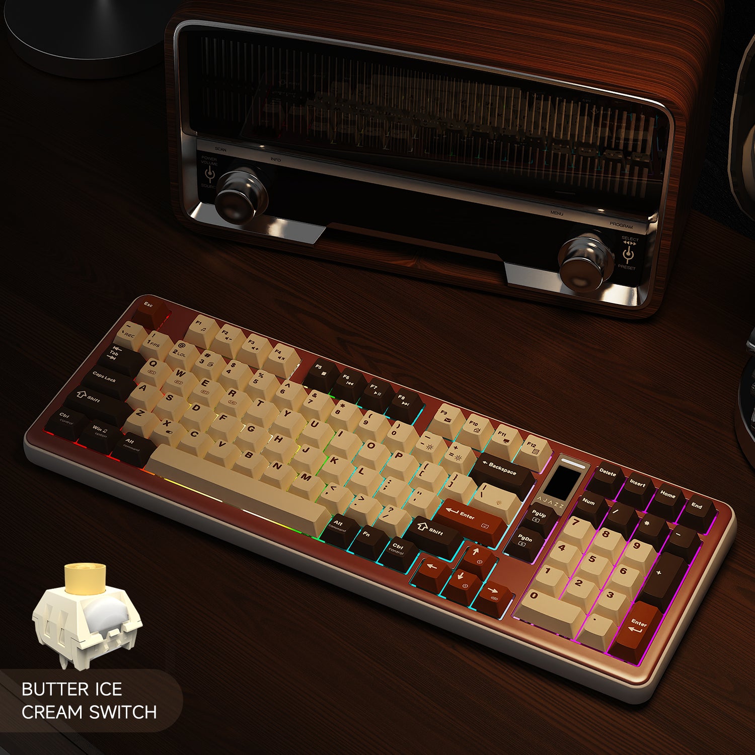 AJAZZ AC100 Aluminum Mechanical Keyboard Bluetooth Wireless 2.4G Wired Hot Swap