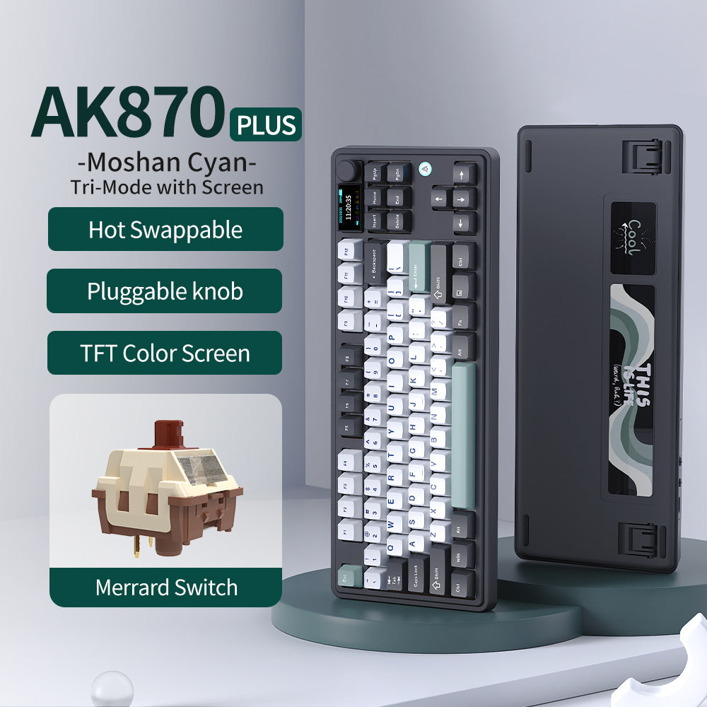 AJAZZ AK870 Plus Gaming Mechanical Keyboard 8000mAh Bluetooth/2.4G Wireless/Wired 5-layer Sound Triple Mode Dampening