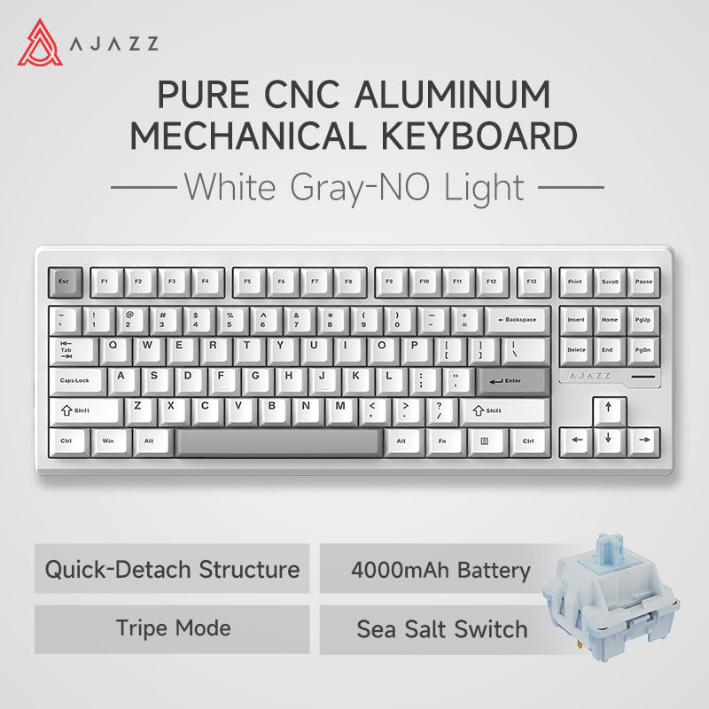 AJAZZ QS87 Aluminum Alloy Retro Mechanical Series Keyboard, Three-mode