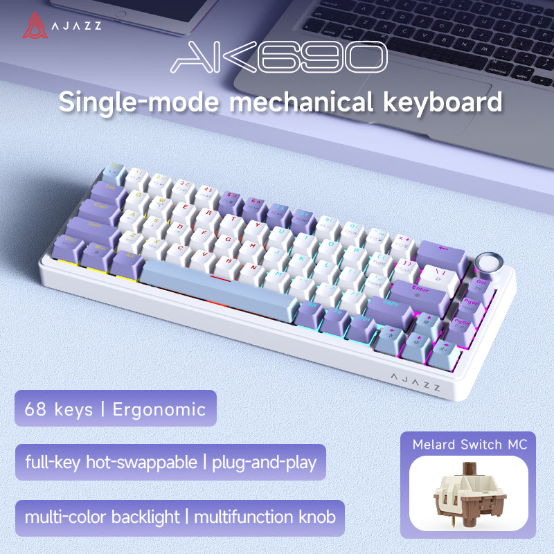 AJAZZ AK690 68-key mechanical keyboard with ergonomic design hot