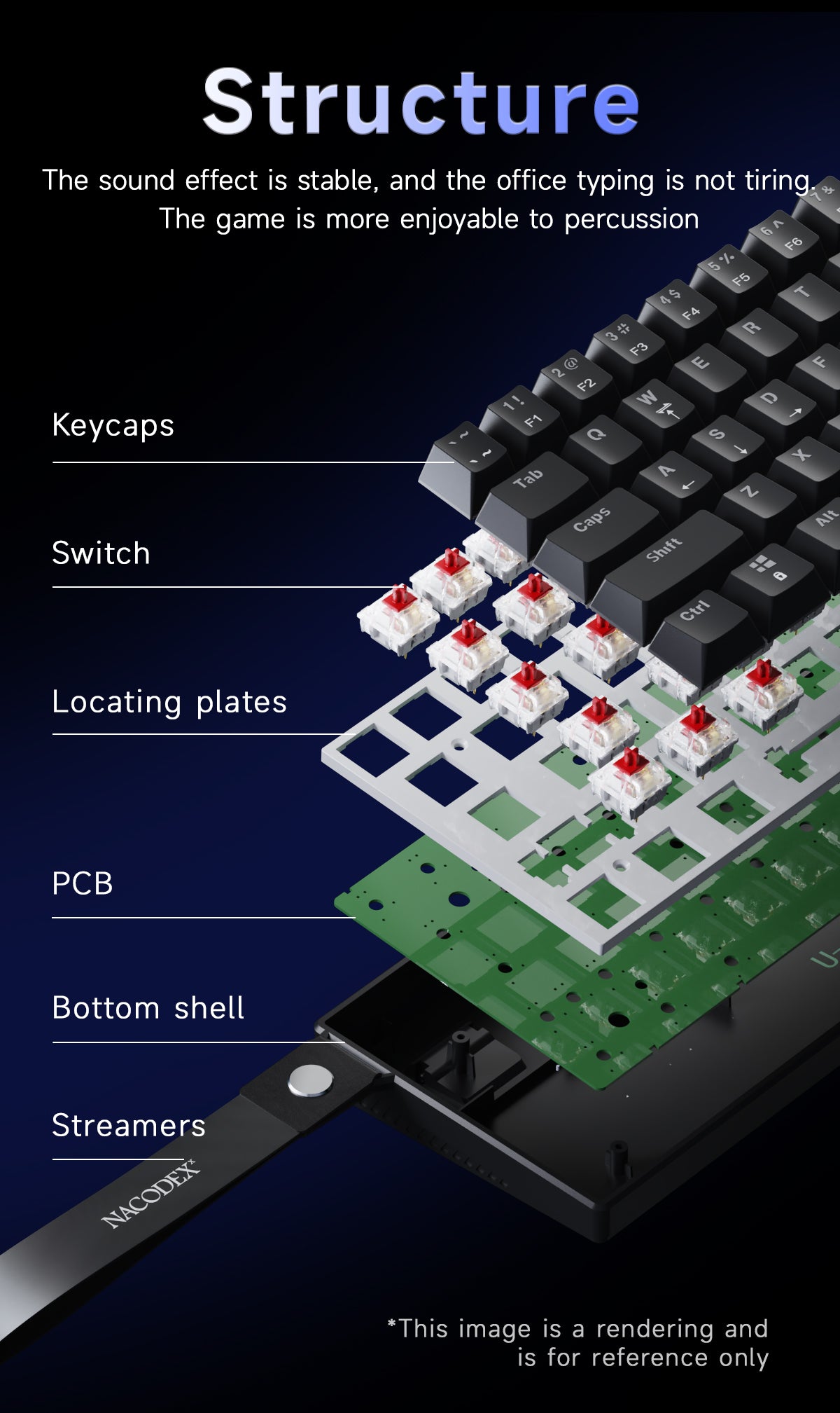 AJAZZ NK61 Mechanical Keyboard Red switches mixed light hot