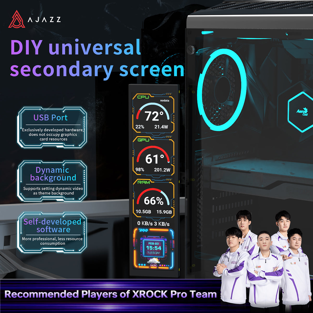 Ajazz AKP02 DIY Universal Secondary Screen 9.2 inches Supports
