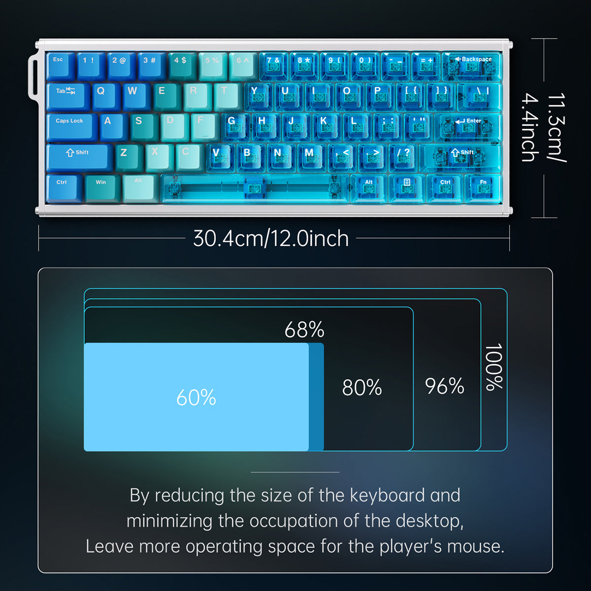 AJAZZ ALUX60 Magnetic Shaft Keyboard Gaming CNC 0.01mm Full Key