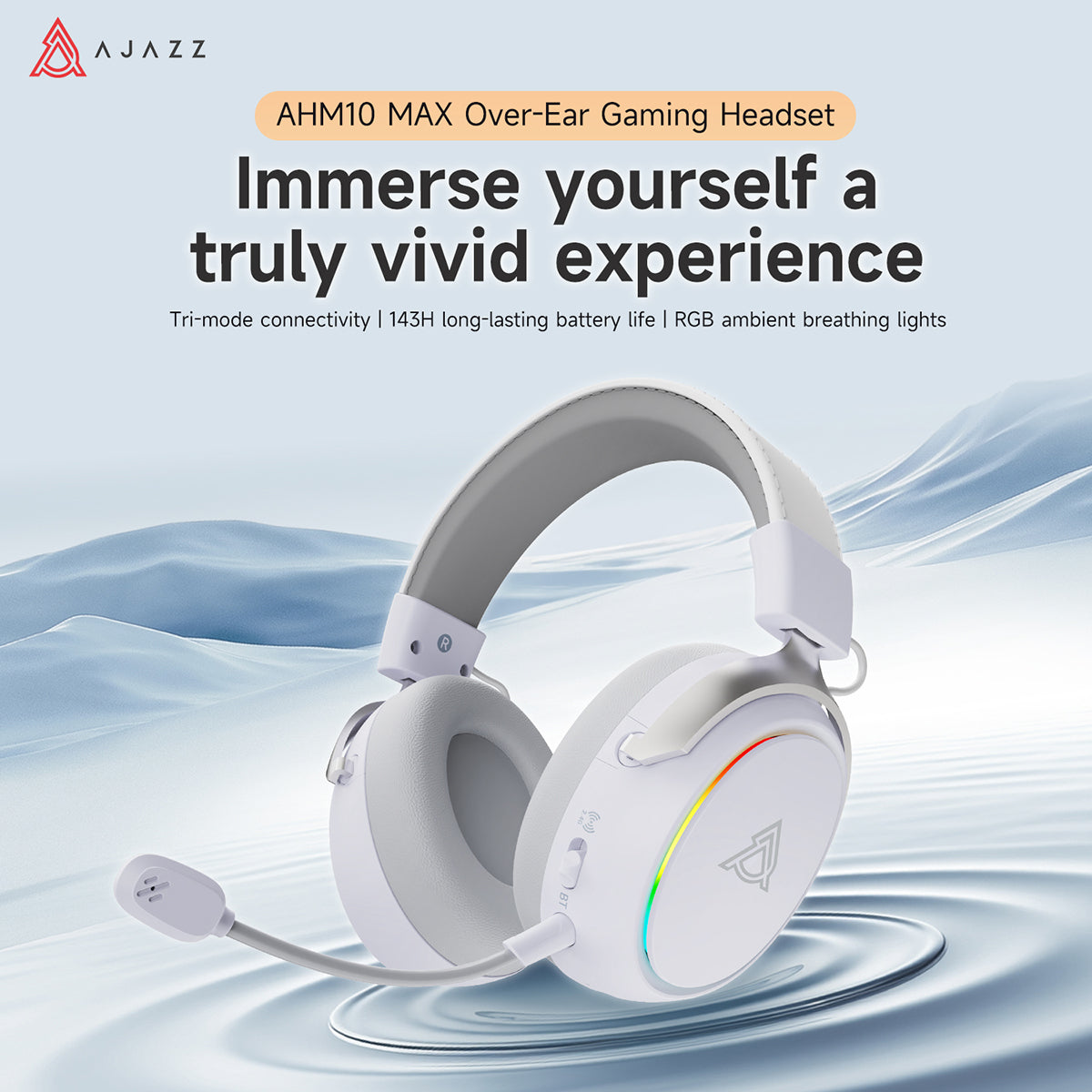 AJAZZ AHM10 MAX Over-Ear Gaming Headset Tri-mode connectivity 143H