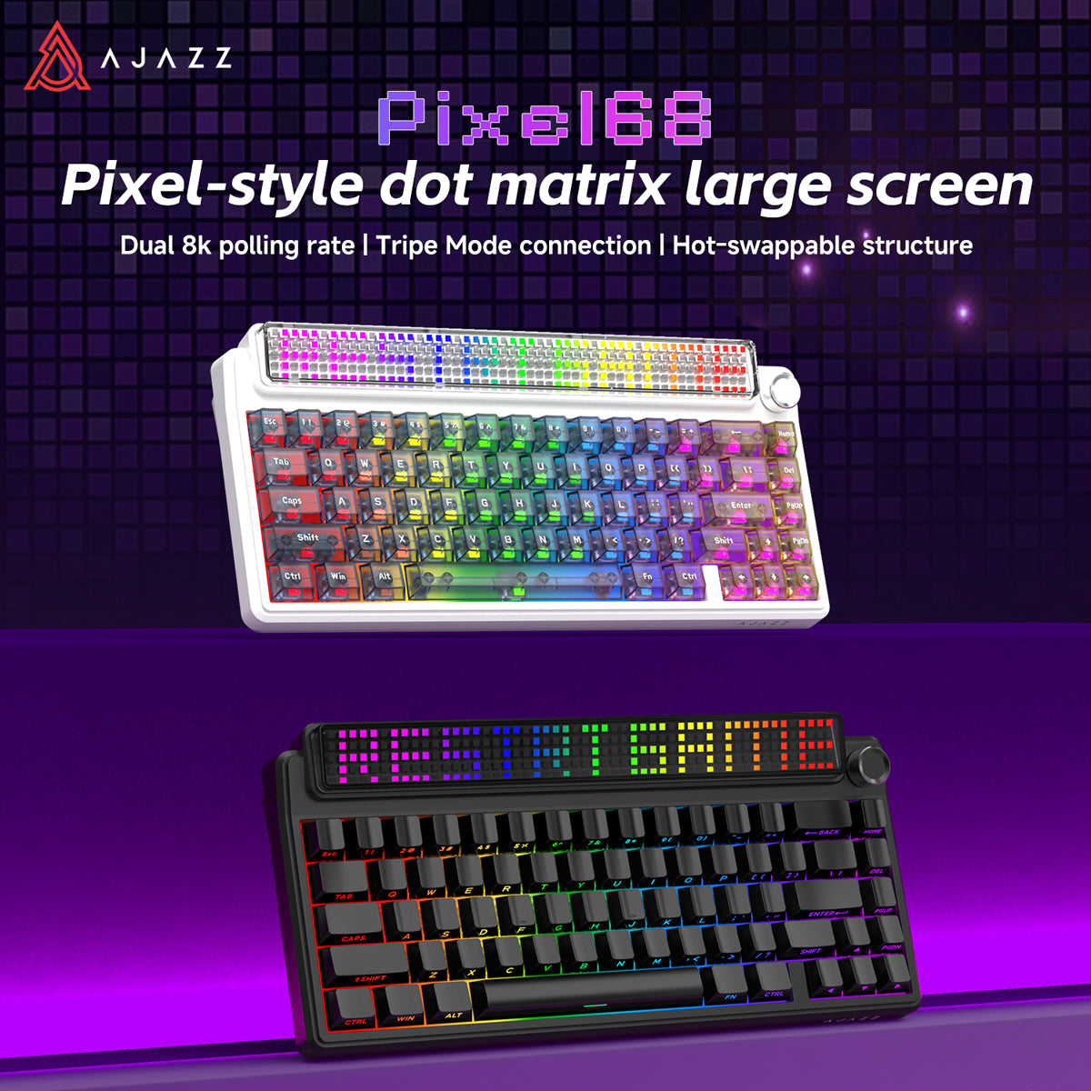 AJAZZ Pixel68 Dot matrix large screen mechanical keyboard | Dual
