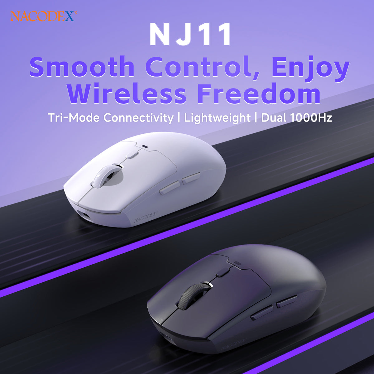 AJAZZ NJ11 Wireless Gaming Mouse with 1000Hz Polling Rate 6-Level