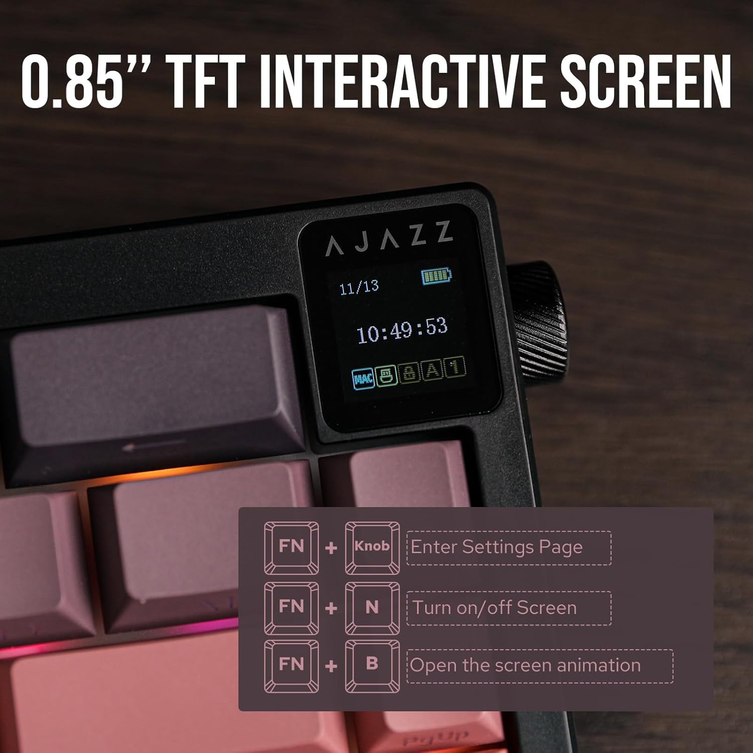 AJAZZ AK650 Mechanical Keyboard TFT Color Display 5000mAh Battery