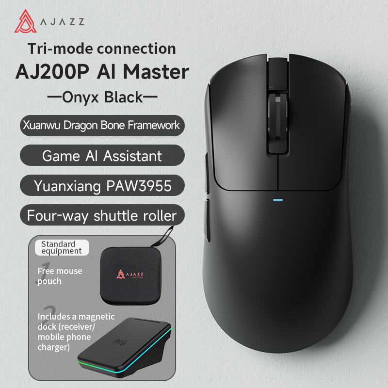 AJAZZ AJ200P AI Master Lightweight Wireless Gaming Mouse – Xuanwu Keel Frame, AI-Powered Gaming, Tri-Mode Connectivity