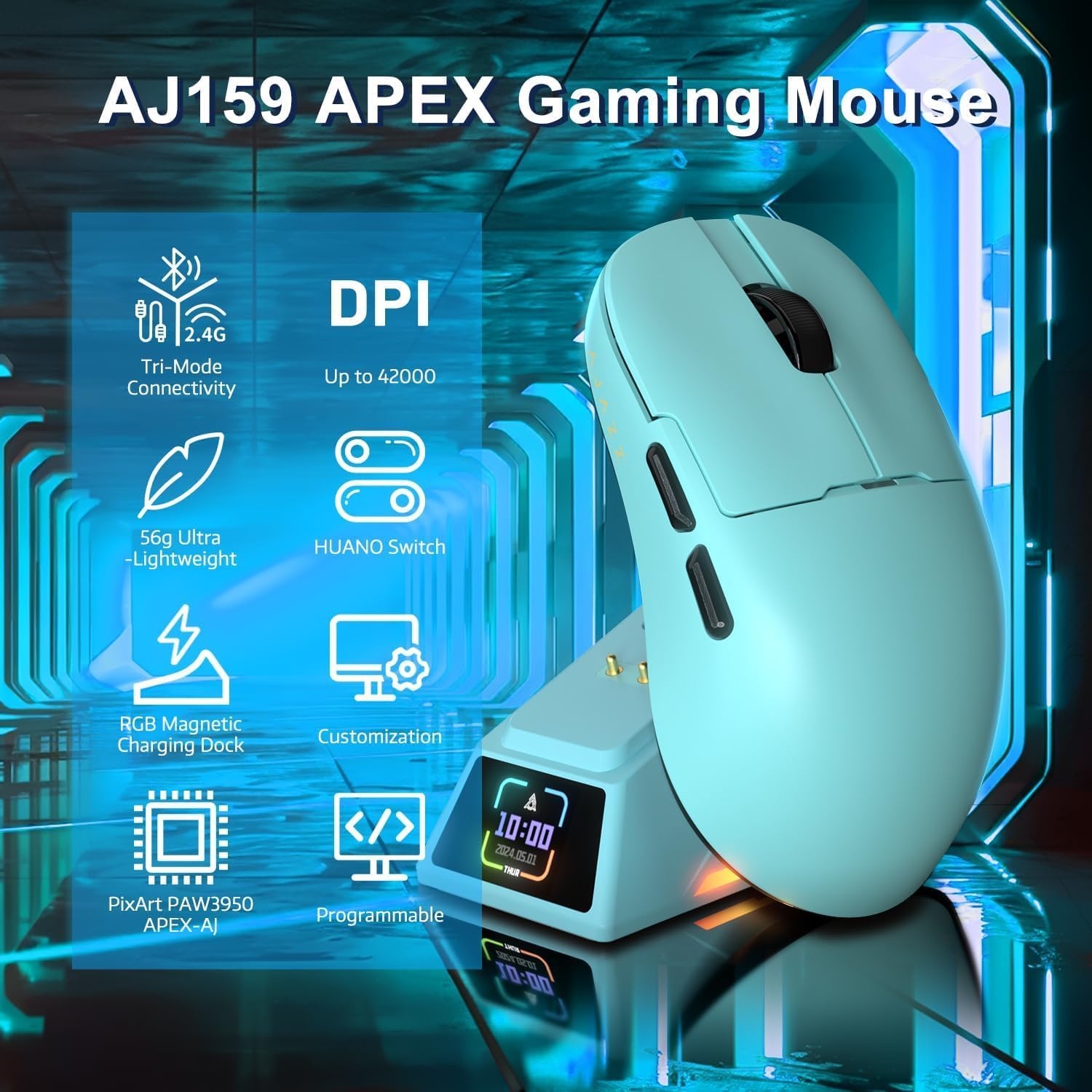 AJAZZ AJ159 APEX Mouse-High-Precision Gaming Mouse with Advanced Sensors
