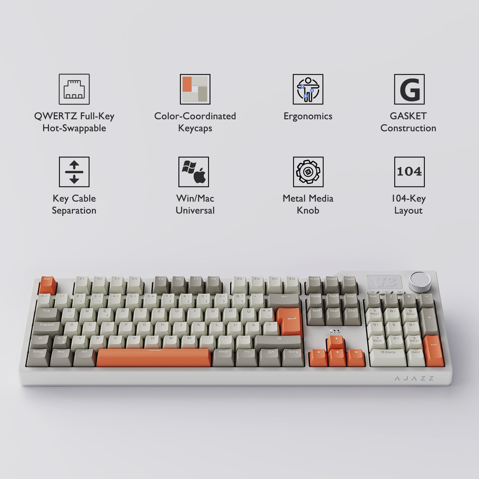 German Ajazz AK35i V3 Wired Mechanical Keyboard QWERTZ Full-size