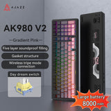 AJAZZ AK980 V2 Gaming Mechanical Keyboard 5000mAh/10000mAh Hot swappable Bluetooth/2.4G Wireless /Wired