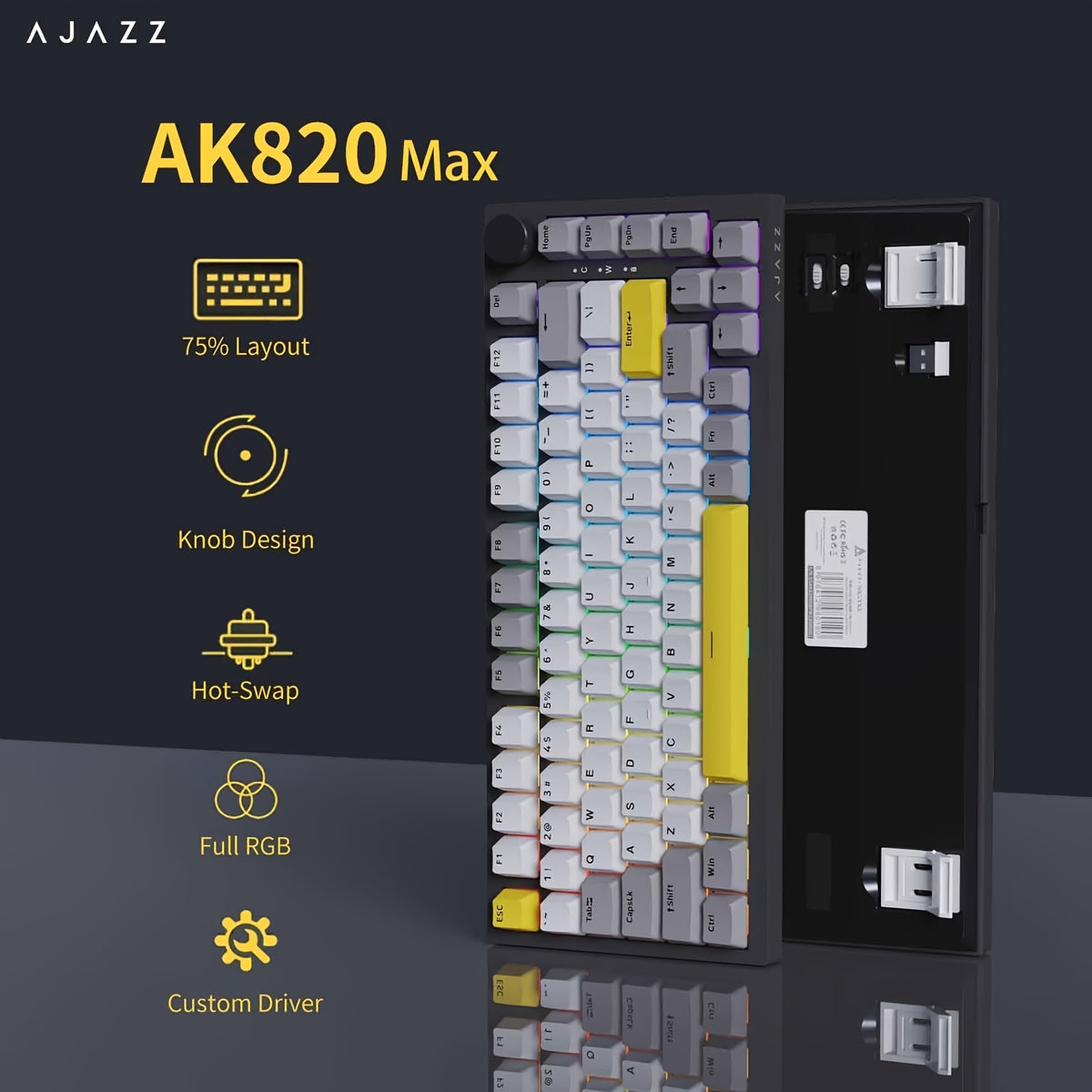 AJAZZ AK820 MAX HE Esports magnetic axis Keyboard RGB DIY version 8K r ...