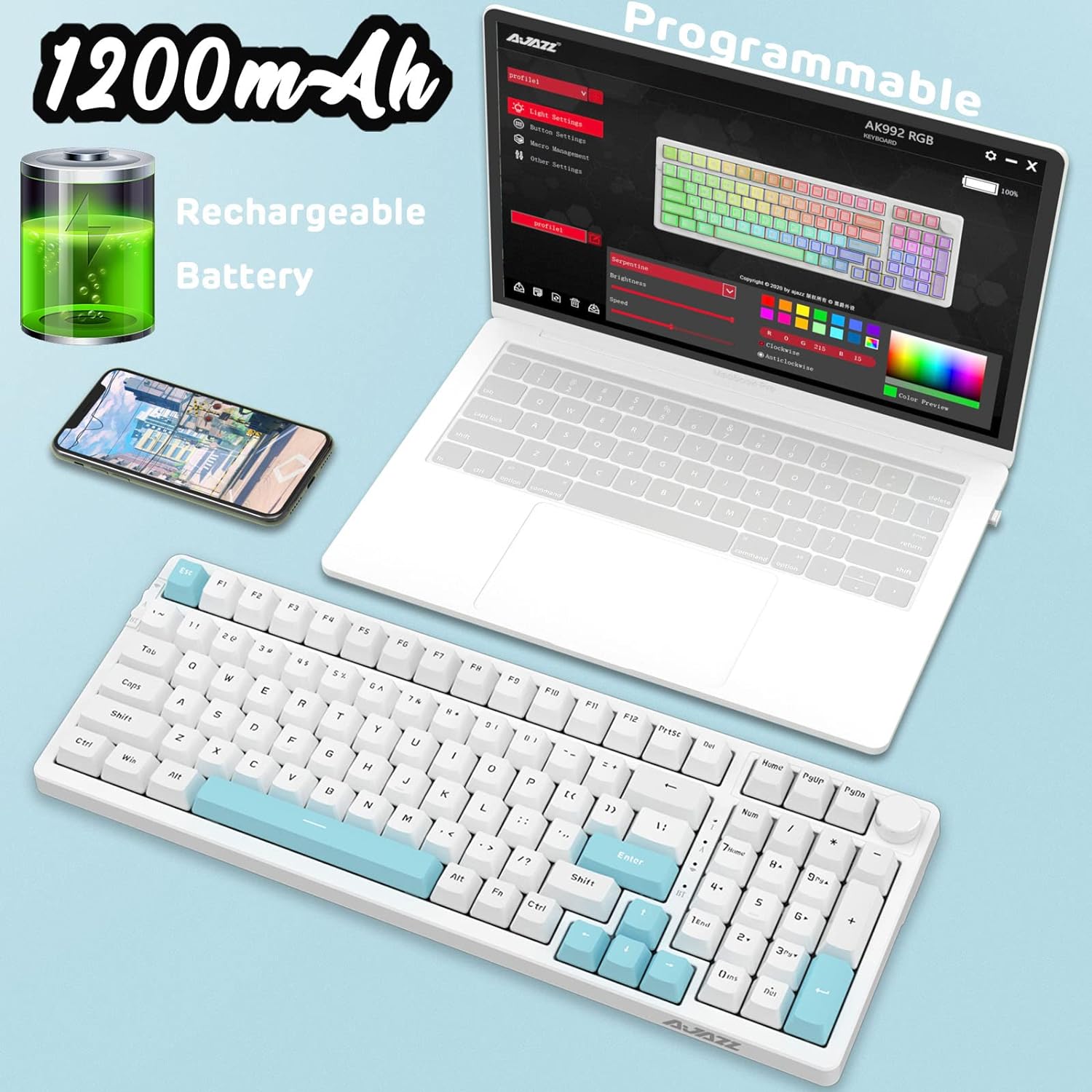 AJAZZ AK992 Retro Wired Mechanical Keyboard, 98-Key Full Layout