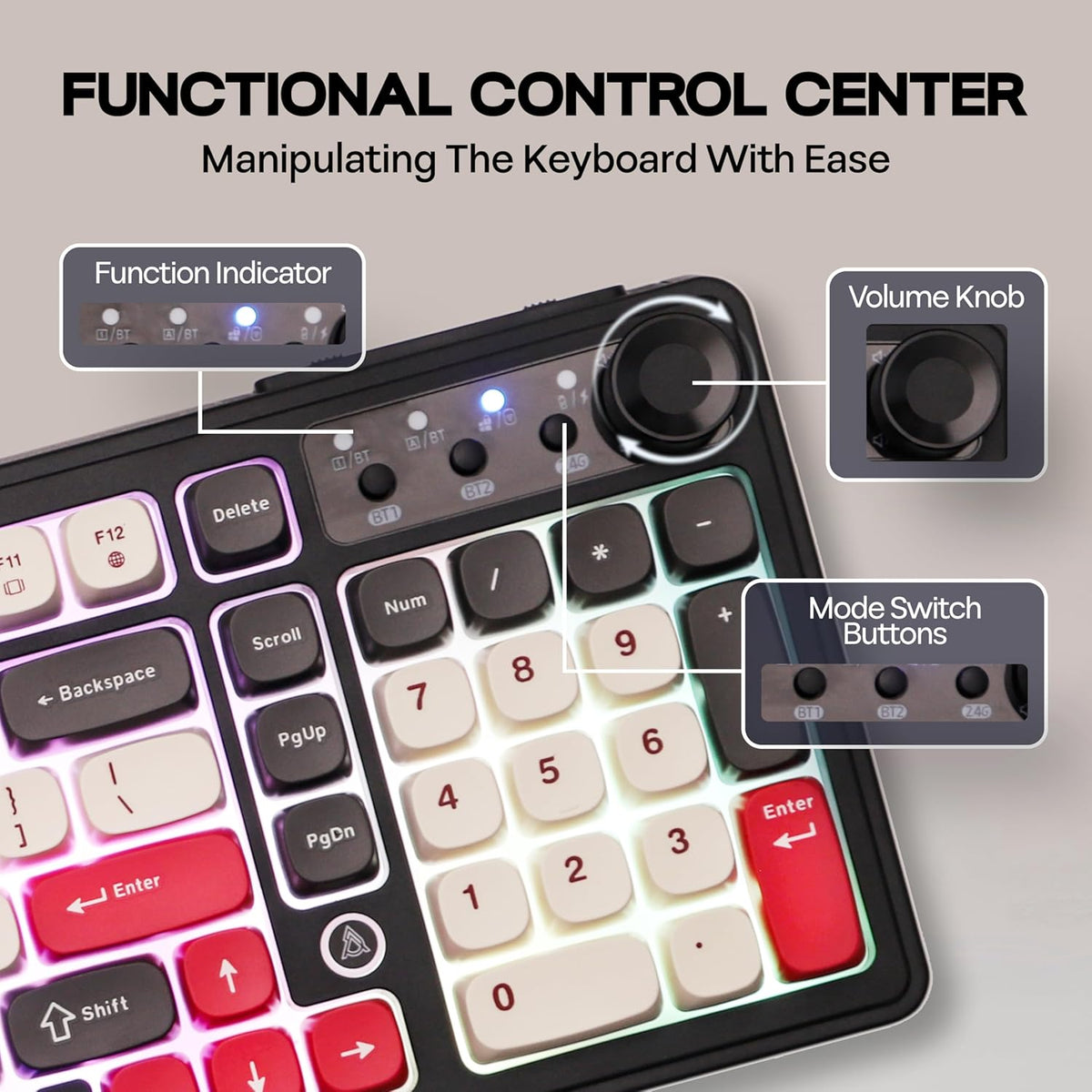 Ajazz AF98 Wired Mixed Lighting Mechanical Keyboard Dual control: mode ...