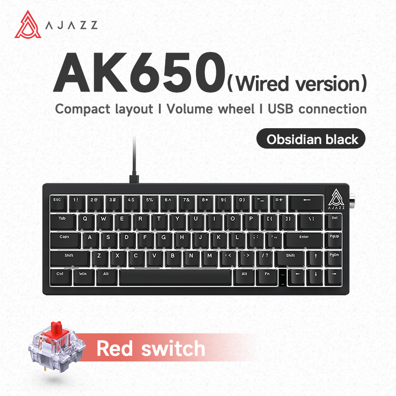 Ajazz AK650 Wired Gaming Mechanical Keyboard volume knob full-key Ajazz AK650 Wired Gaming Mechanical Keyboard volume knob full-key