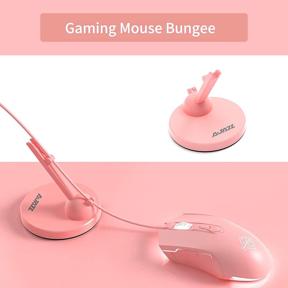 AJAZZ AM100 Pink Gaming Mouse Bungee Flexible Cord Clip Clipper