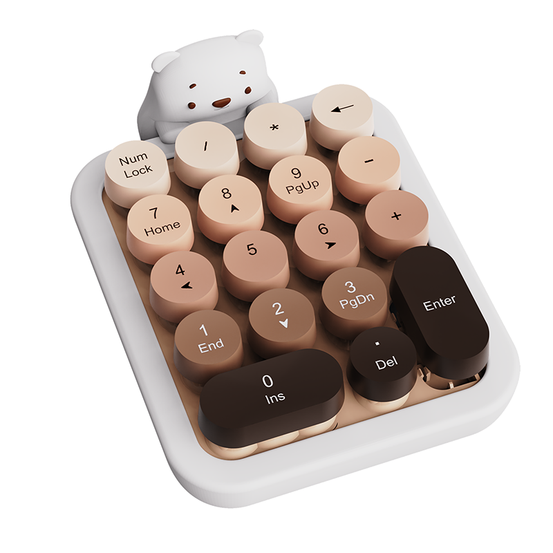 Clavier Numérique Sans Fil 2,4 GHz - 18 Touches, Housse Silicone Ours - Pour PC, Bureau, Portable