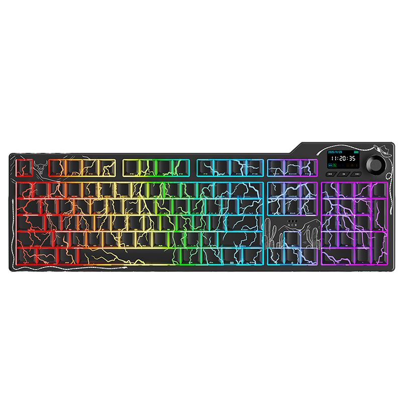 AJAZZ AK35I V4 Gaming Mechanical Keyboard Wired/2.4G Wireless/Bluetooth adapter 1.14-inch color screen volume knob hot-swappable sealed ring structure 10000mAh battery full-color RGB FR4 positioning plate