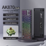 AJAZZ AK870 Plus Gaming Mechanical Keyboard 8000mAh TFT Screen Bluetooth/2.4G Wireless/Wired 5-layer Sound Triple Mode Dampening