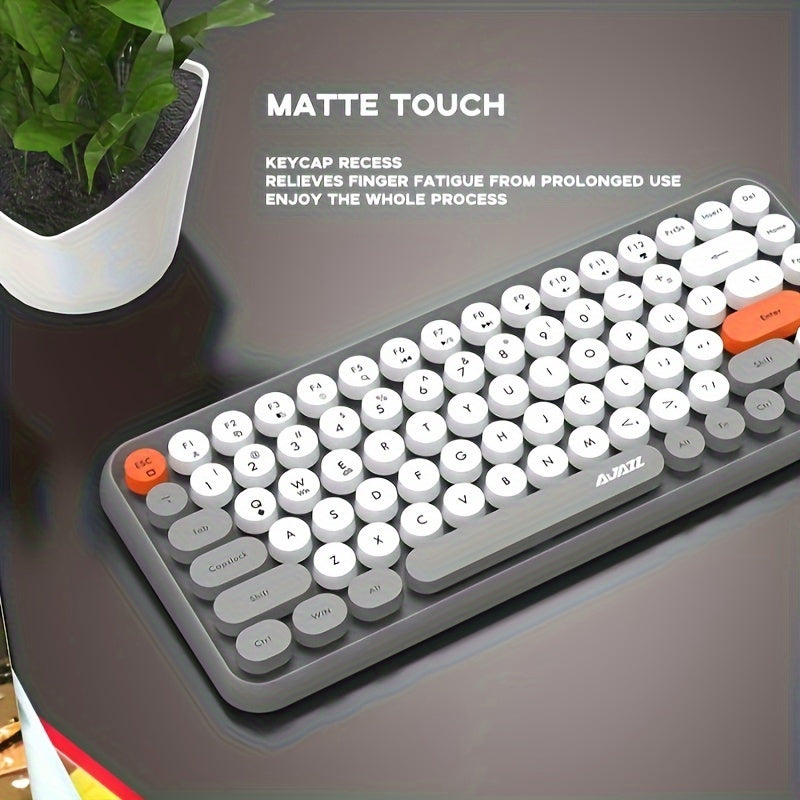 FELiCON 308i Tastiera Wireless Cute Retrò, Tastiera per Computer Silenziosa Bluetooth con Rotondi Punk Compatti 84 Tasti, Texture Opaca, Design FELiCON 308i Tastiera Wireless Cute Retrò, Tastiera per Computer Silenziosa Bluetooth con Rotondi Punk Compatti 84 Tasti, Texture Opaca, Design